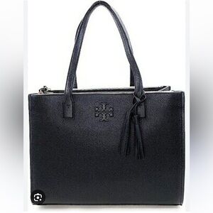 Tory Burch Thea Black pebbled leather shoulder bag purse